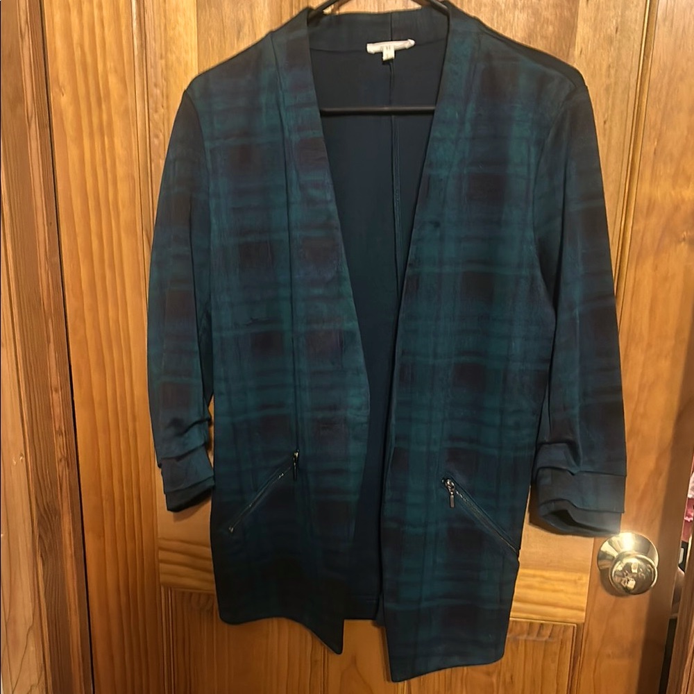 Plaid Open-Front Jacket
